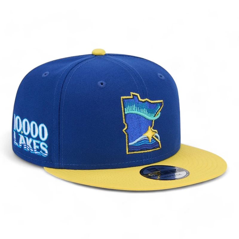 Minnesota Twins Navy Yellow Two Tone City Connect 10,000 Lakes Patch Black UV New Era 9FIFTY Snapback Hat