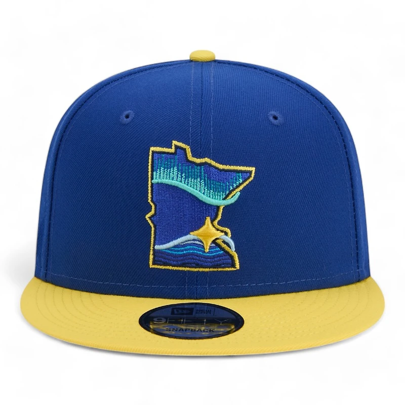 Minnesota Twins Navy Yellow Two Tone City Connect 10,000 Lakes Patch Black UV New Era 9FIFTY Snapback Hat