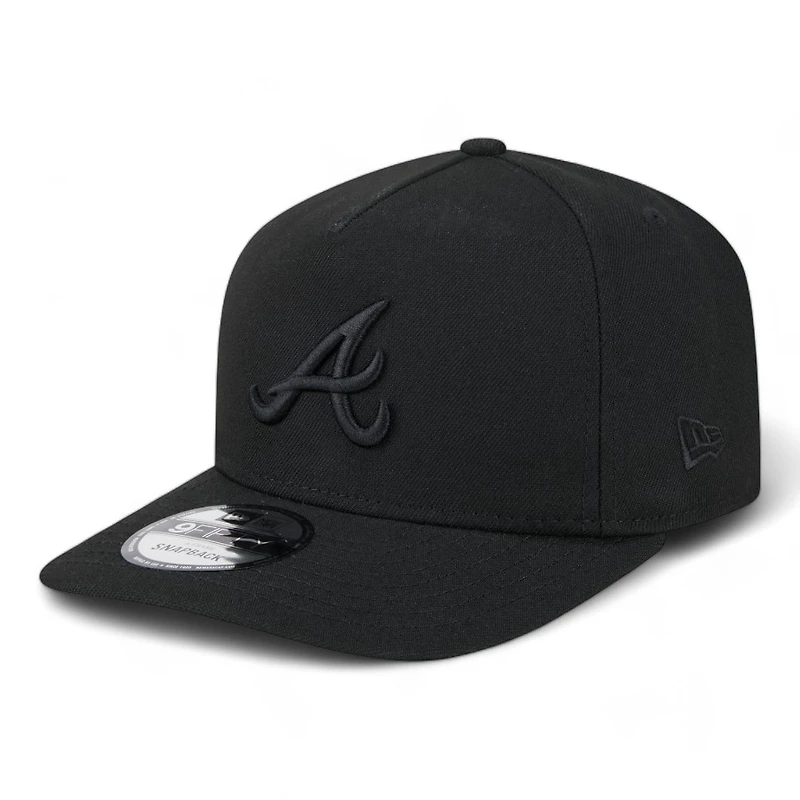 Atlanta Braves All Black Classic Gray UV New Era A-Frame 9FIFTY Snapback Hat