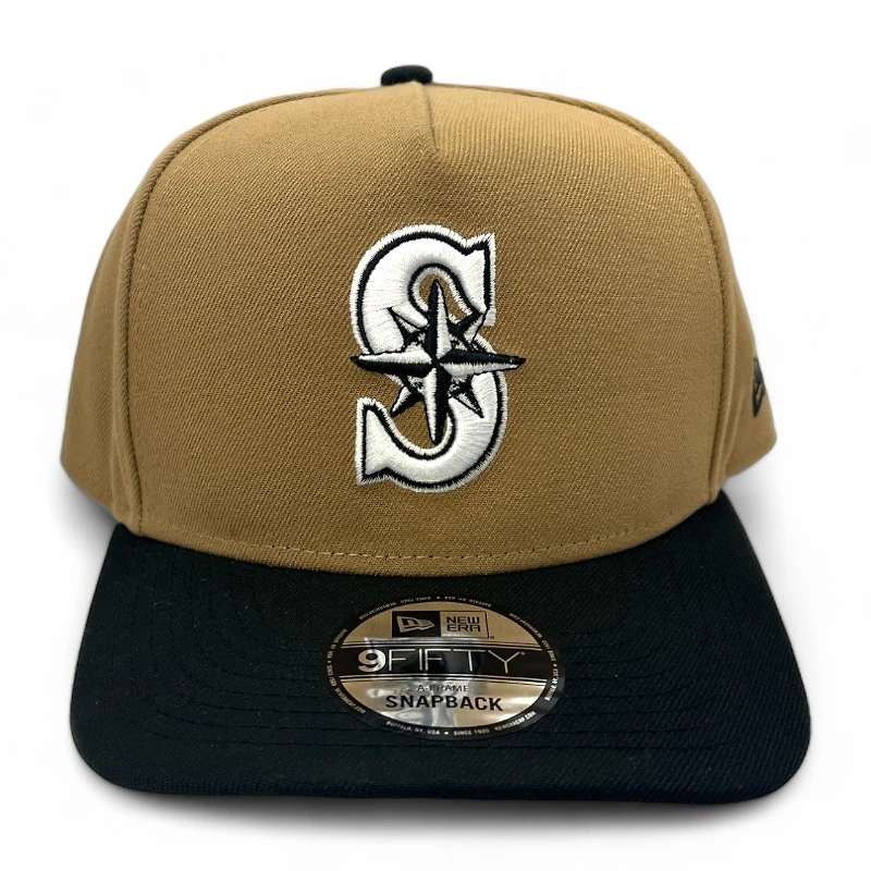 Seattle Mariners Khaki Brown and Black Two Tone Gray UV New Era 9FIFTY A-Frame Snapback Hat