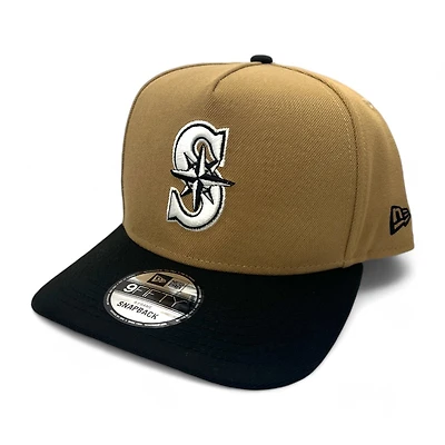 Seattle Mariners Khaki Brown and Black Two Tone Gray UV New Era 9FIFTY A-Frame Snapback Hat