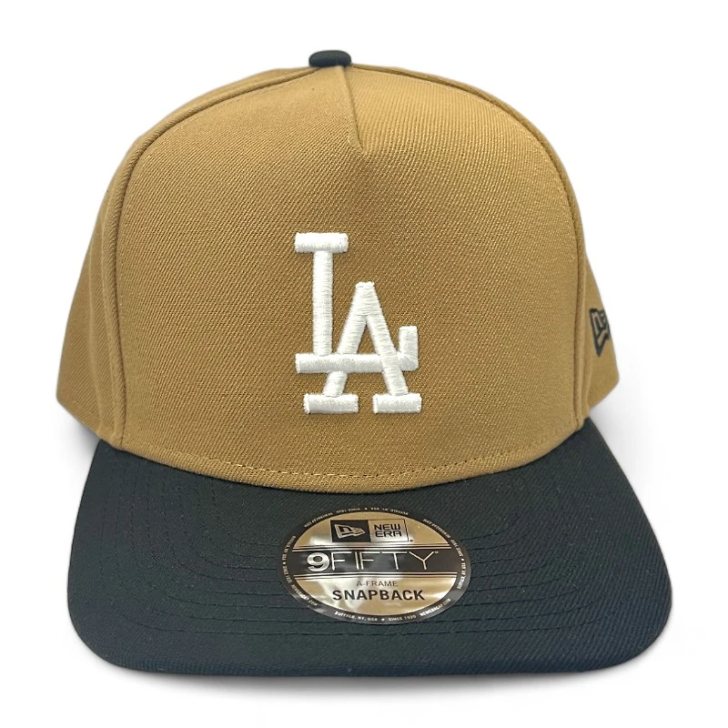 Los Angeles Dodgers Khaki Brown and Black Two Tone Gray UV New Era 9FIFTY A-Frame Snapback Hat