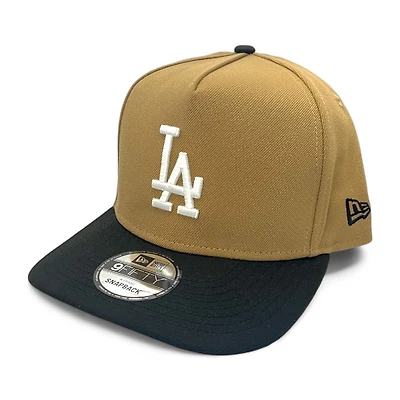 Los Angeles Dodgers Khaki Brown and Black Two Tone Gray UV New Era 9FIFTY A-Frame Snapback Hat