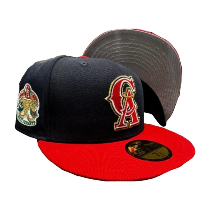 California Angels Navy and Red 35th Anniversrary Patch Gray UV New Era 59FIFTY Fitted Hat