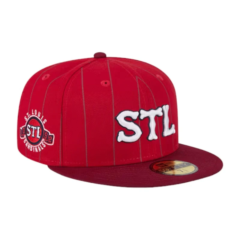 St. Louis Cardinals Red Throwback Pinstripe City Connect New Era 59FIFTY Fitted Hat