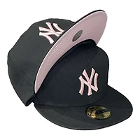 New York Yankees All Black with Pink Logo UV Era 59FIFTY Fitted Hat