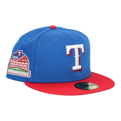 Texas Rangers Blue and Red " TBG DPM Stock Pack" Inaugrual Season at Globe Life Field Patch Green UV New Era 59Fifty Fitted Hat