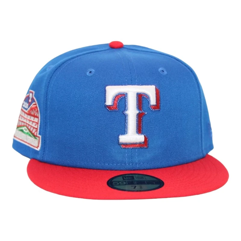 Texas Rangers Blue and Red " TBG DPM Stock Pack" Inaugrual Season at Globe Life Field Patch Green UV New Era 59Fifty Fitted Hat