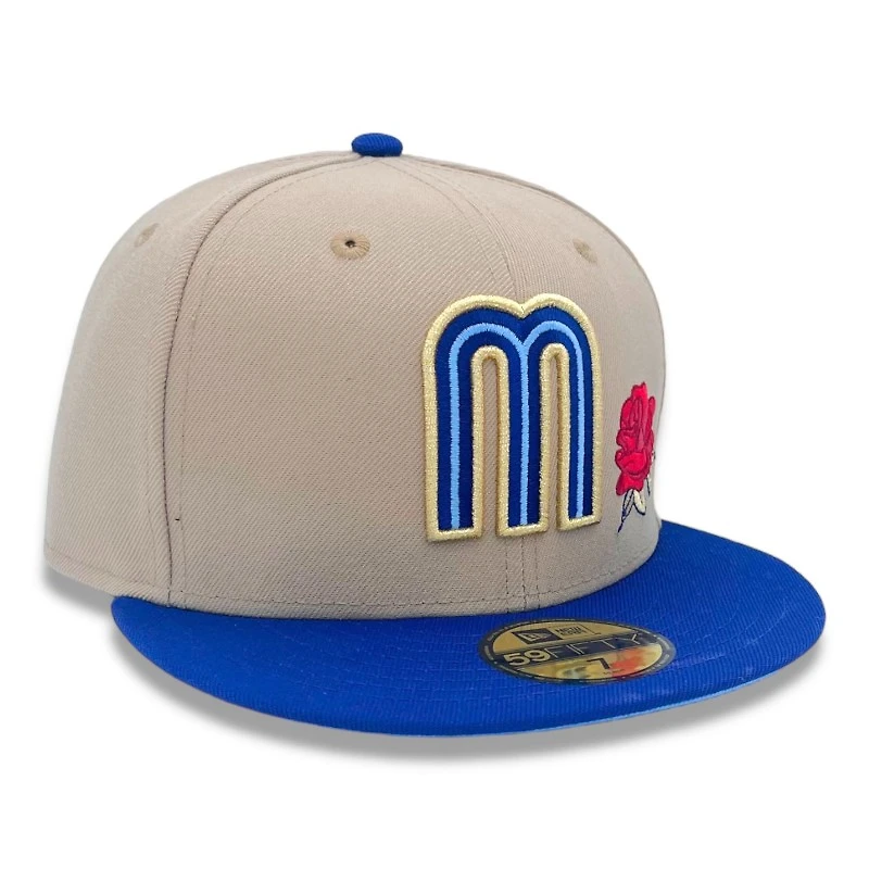 Mexico Tan and Blue with Rose Flag Batterman Icy UV New Era 59FIFTY Fitted Hat