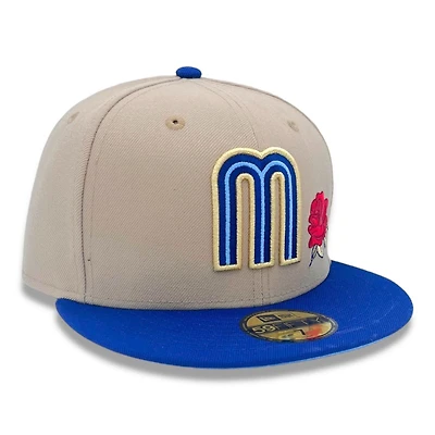 Mexico Tan and Blue with Rose Flag Batterman Icy UV New Era 59FIFTY Fitted Hat
