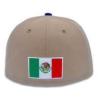 Mexico Tan and Blue with Rose Flag Batterman Icy UV New Era 59FIFTY Fitted Hat