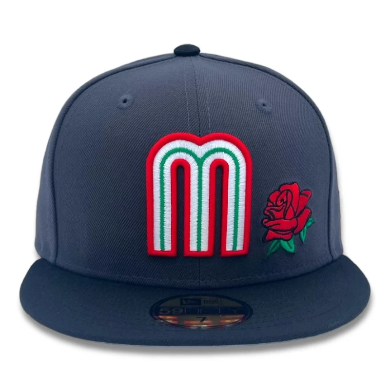 Mexico Graphite and Black with Rose Flag Batterman Gray UV New Era 59FIFTY Fitted Hat