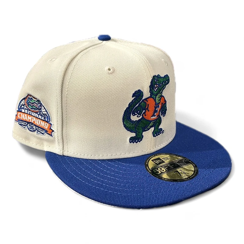 Florida Gators Chrome and Royal Blue 2006 National Champions Patch Gray UV New Era 59FIFTY Fitted Hat
