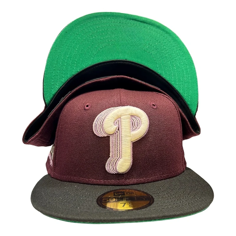 Philadelphia Phillies Maroon and Black "NoBattyxBully" Shibe Park Patch Green UV New Era 59FIFTY Fitted Hat
