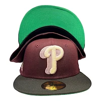 Philadelphia Phillies Maroon and Black "NoBattyxBully" Shibe Park Patch Green UV New Era 59FIFTY Fitted Hat