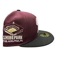Philadelphia Phillies Maroon and Black "NoBattyxBully" Shibe Park Patch Green UV New Era 59FIFTY Fitted Hat