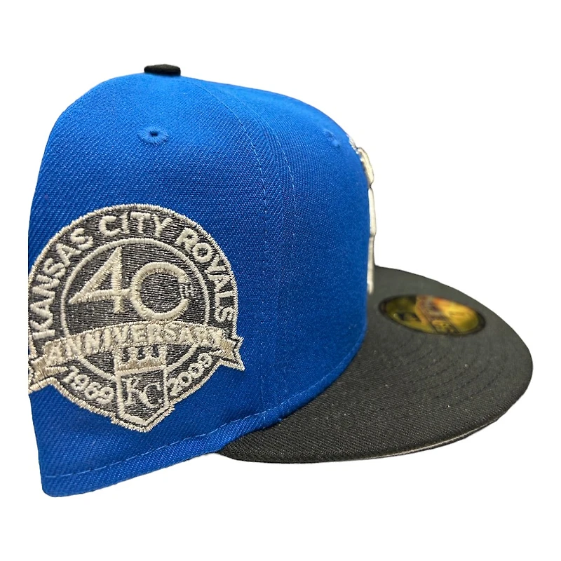 Kansas City Royals Blue and Black "NoBattyxBully" 40th Anniversary Patch Gray UV New Era 59FIFTY Fitted Hat