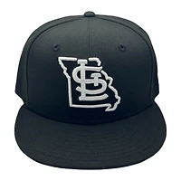 St. Louis Cardinals Black and White Basic with State Outline Logo New Era 59FIFTY Fitted Hat