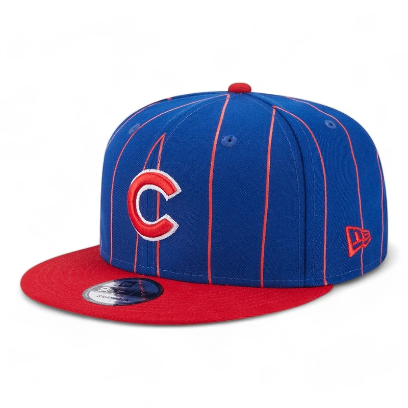 Chicago Cubs Blue and Red Pinstripe Gray UV New Era 9FIFTY Snapback Hat
