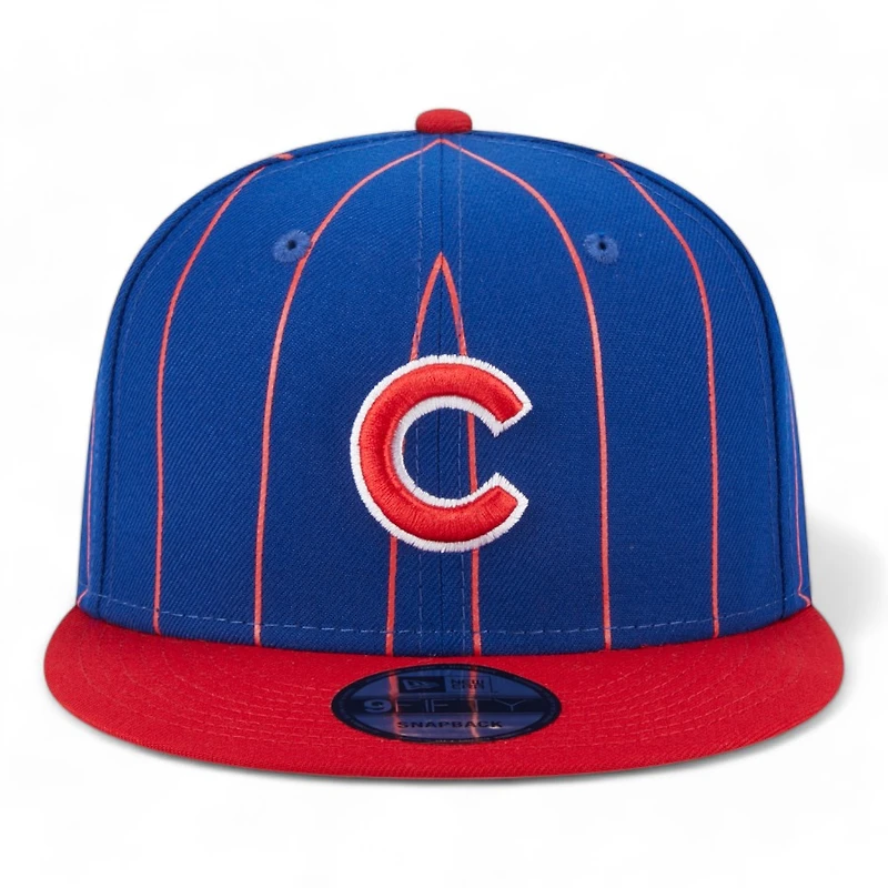 Chicago Cubs Blue and Red Pinstripe Gray UV New Era 9FIFTY Snapback Hat