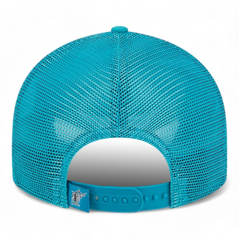 Miami Marlins Teal Trucker Mesh Gray UV New Era Low Profile 9FIFTY Snapback Hat