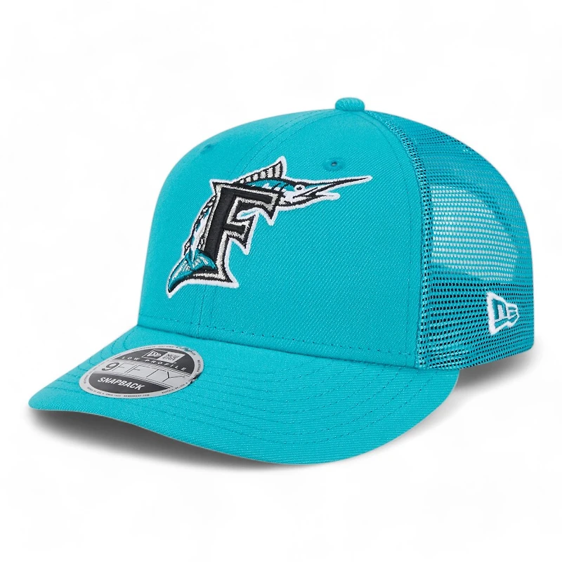 Miami Marlins Teal Trucker Mesh Gray UV New Era Low Profile 9FIFTY Snapback Hat