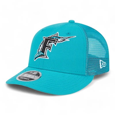 Miami Marlins Teal Trucker Mesh Gray UV New Era Low Profile 9FIFTY Snapback Hat
