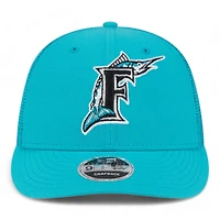 Miami Marlins Teal Trucker Mesh Gray UV New Era Low Profile 9FIFTY Snapback Hat