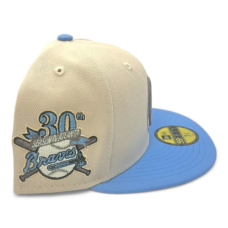 Atlanta Braves Stone Gray and Steel Blue 30th Season Patch UV New Era 59FIFTY Fitted Hat