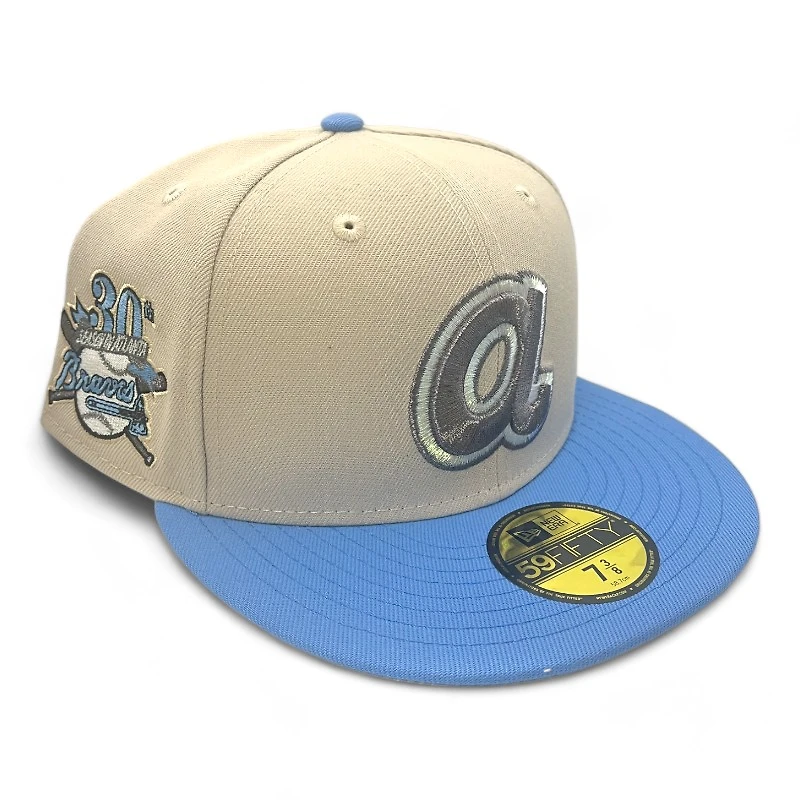 Atlanta Braves Stone Gray and Steel Blue 30th Season Patch UV New Era 59FIFTY Fitted Hat