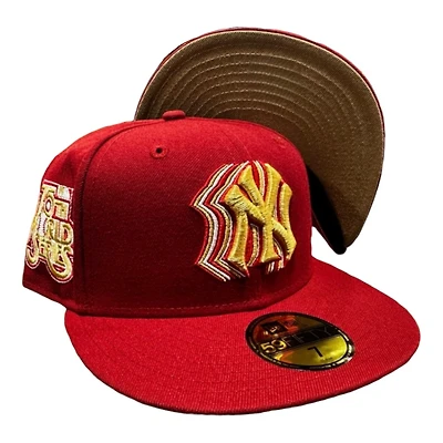 New York Yankees Red Shadow Logo 75th World Series Patch Khaki UV  Era 59FIFTY Fitted Hat