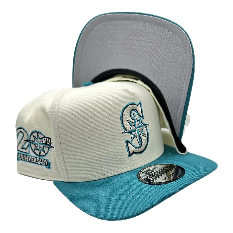 Seattle Mariners Chrome and Teal 20th Anniversary Patch New Era 9FIFTY A-Frame Snapback Hat