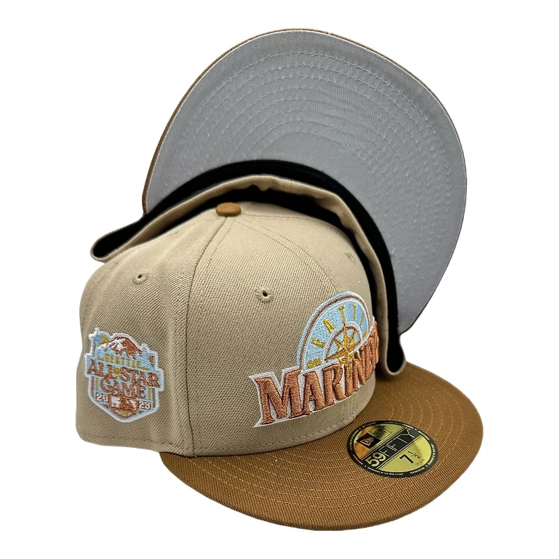 Seattle Mariners Tan and Brown 2023 ASG Patch Gray UV New Era 59FIFTY Fitted Hat