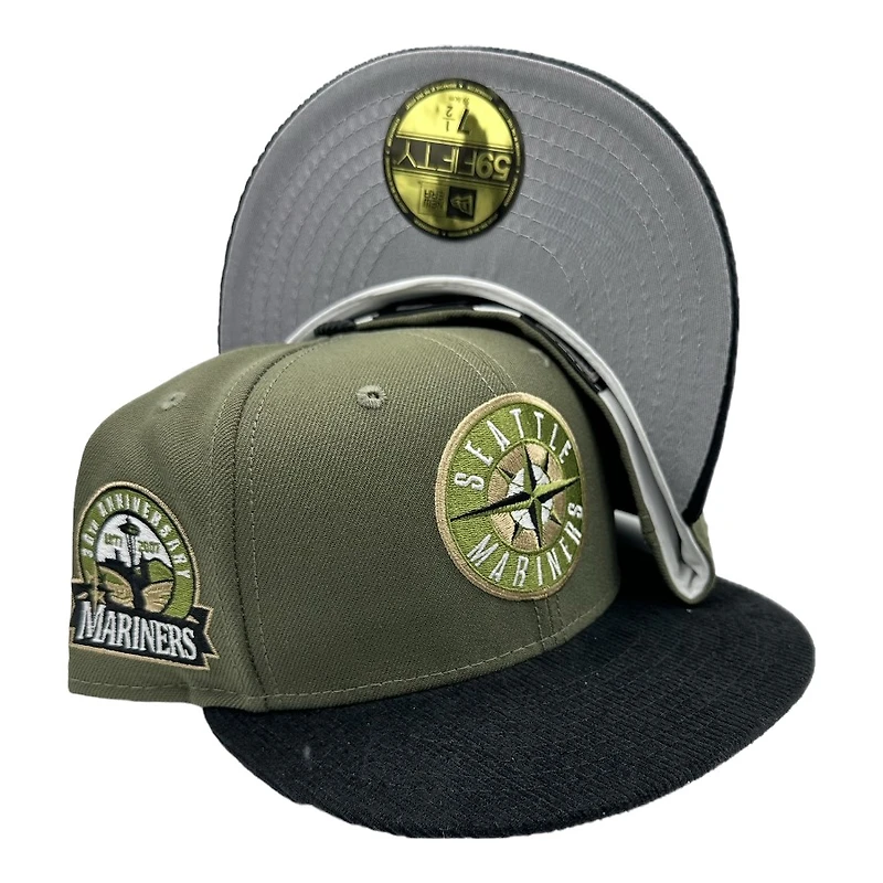 Seattle Mariners Green and Black Cord 30th Anni Patch Gray UV New Era 59FIFTY Fitted Hat