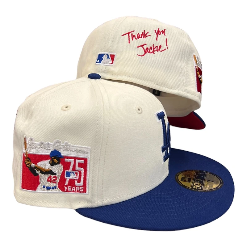 Los Angeles Dodgers Chrome "Bigger Than Baseball" Jackie Robinson 75 Years Patch Red UV New Era 59FIFTY Fitted Hat
