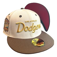 Los Angeles Dodgers Chrome and Brown Script 40th Anniversary Patch Red UV 59FIFTY Fitted Hat