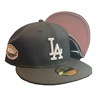 Los Angeles Dodgers Black 50th Anniversary Patch Baby Pink UV 59FIFTY Fitted Hat