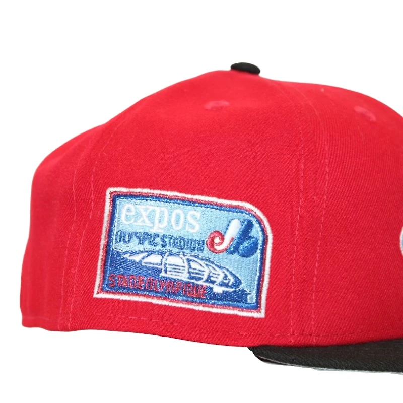 Montreal Expos Red and Black "DPM July 4th Pack" Olympus Stadium Patch Gray UV New Era 59Fifty Fitted Hat