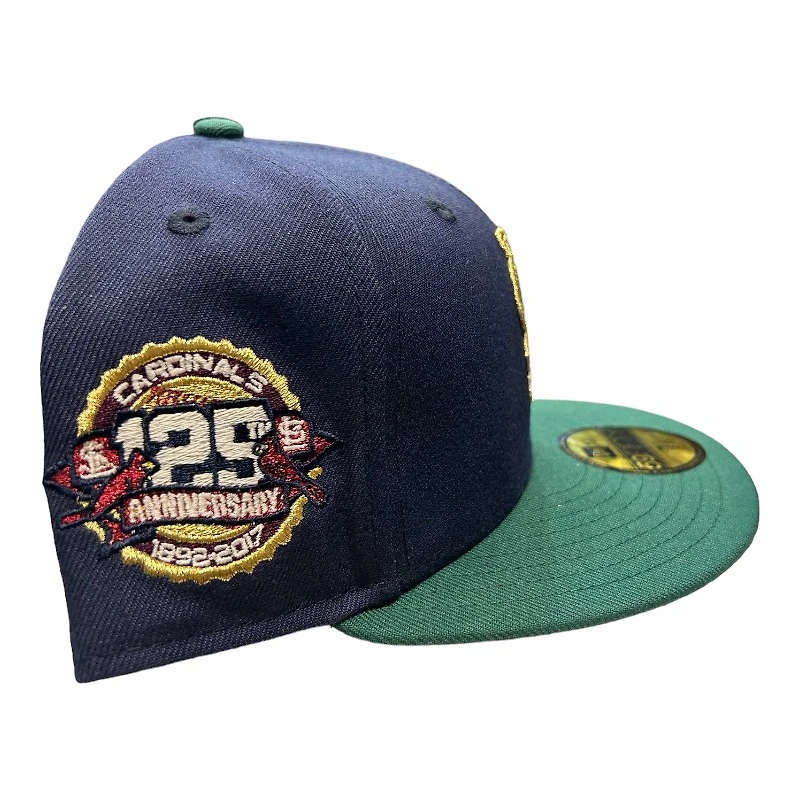 St. Louis Cardinals Navy and Green 125th Anniversary Patch Gray UV New Era 59FIFTY Fitted Hat