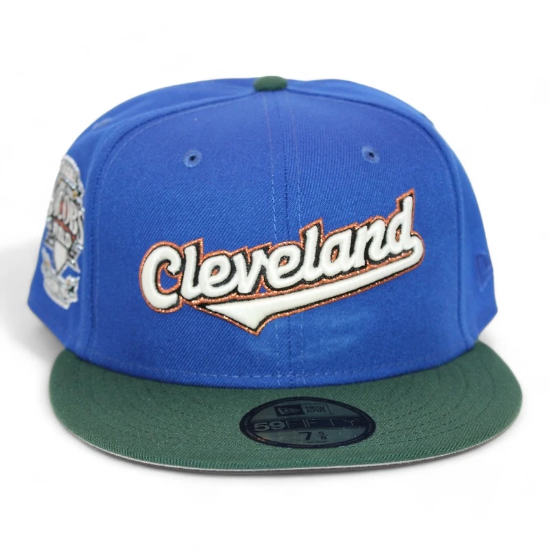 Cleveland Indians Blue and Green "AZKrowns Pack" Inaugural Season at Jacobs Field Patch Gray UV New Era 59Fifty Fitted Hat