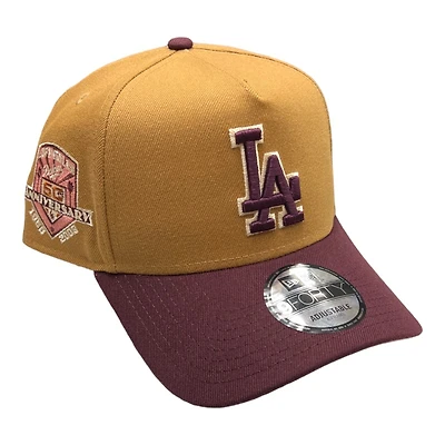 Los Angeles Dodgers Brown and Maroon 60th Anniversary Patch New Era 9FORTY A-Frame Snapback Hat