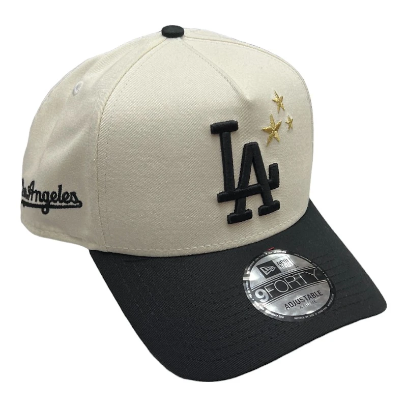 Los Angeles Dodgers Chrome and Black Los Angeles Script Patch New Era 9FORTY A-Frame Snapback Hat