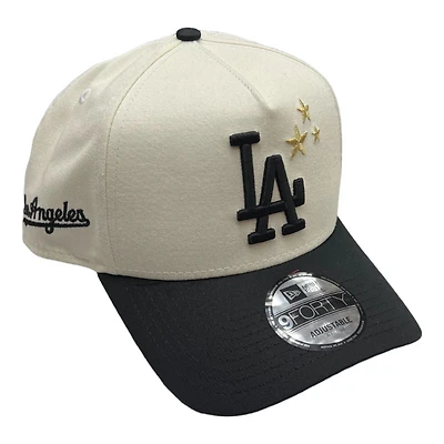 Los Angeles Dodgers Chrome and Black Los Angeles Script Patch New Era 9FORTY A-Frame Snapback Hat
