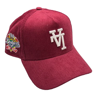 Los Angeles Dodgers Maroon Corduroy 100th Anniversary Patch New Era 9FORTY A-Frame Snapback Hat