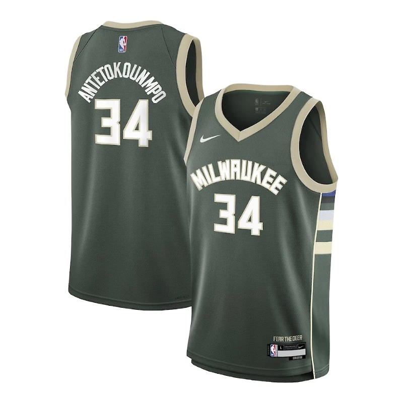 Youth Milwaukee Bucks Giannis Antetokounmpo Hunter Green Icon Edition Nike Swingman Jersey
