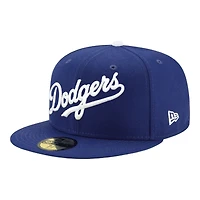 Los Angeles Dodgers Royal Blue Wordmark Script Gray UV New Era 59FIFTY Fitted Hat