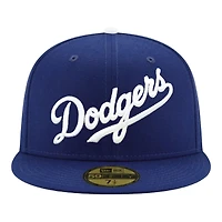 Los Angeles Dodgers Royal Blue Wordmark Script Gray UV New Era 59FIFTY Fitted Hat