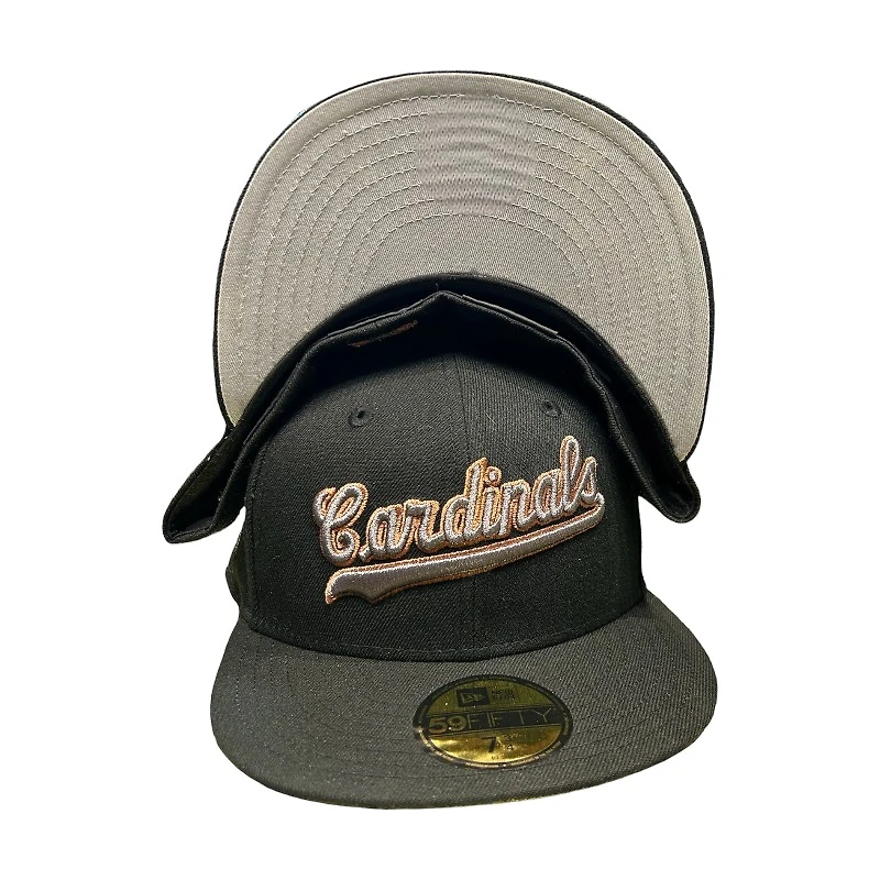 St. Louis Cardinals Graphite and Black Script 100th Anniversary Patch Gray UV New Era 59FIFTY Fitted Hat