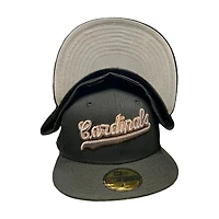 St. Louis Cardinals Graphite and Black Script 100th Anniversary Patch Gray UV New Era 59FIFTY Fitted Hat