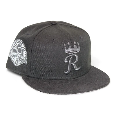 Kansas City Royals Black Cord Visor "FHN DPM Stock Pack" 40th Anniversary Patch Gray UV New Era 59Fifty Fitted Hat